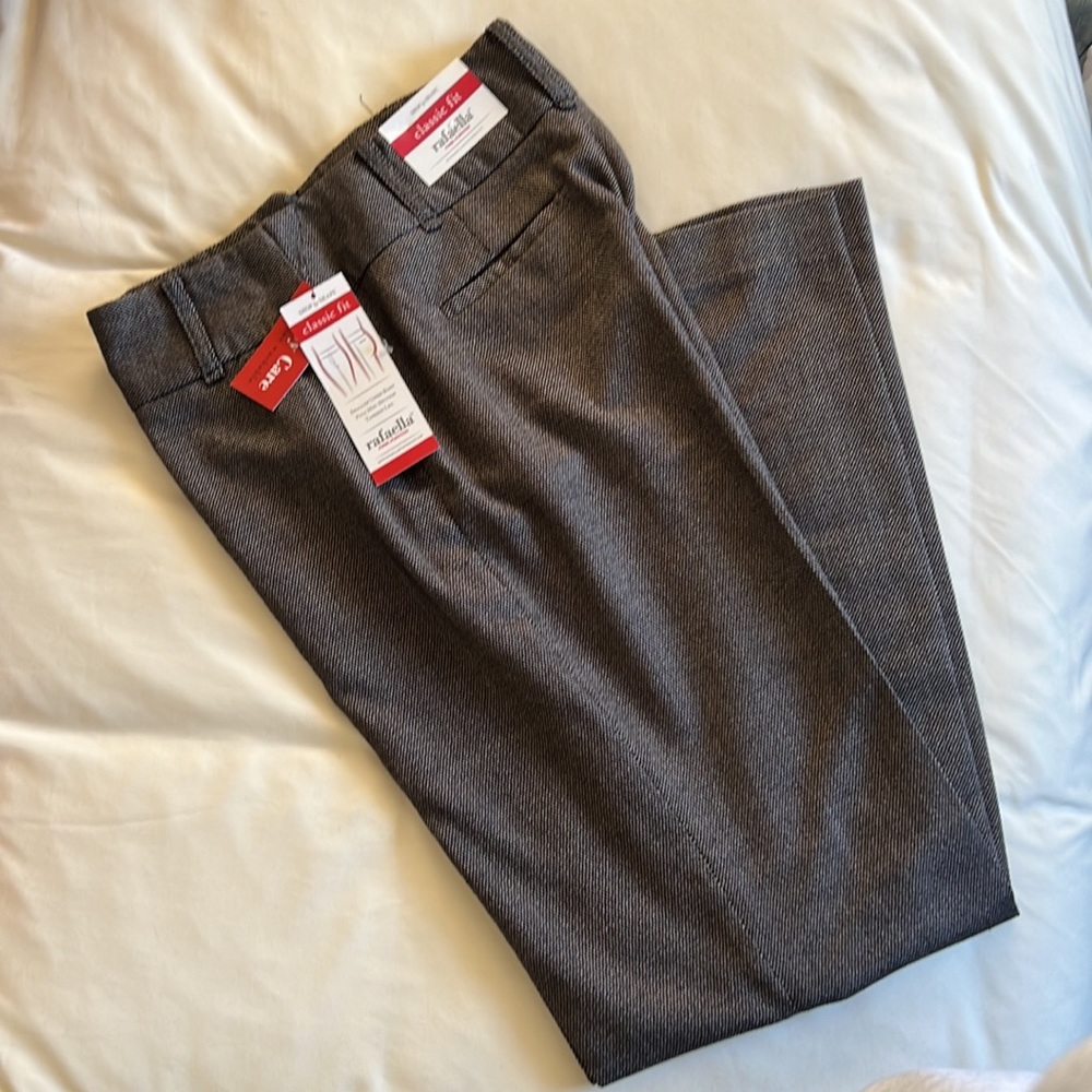 NWT • Rafaella Women’s Classic Fit Trouser Pant in Black/Gray Tweed • Size 10